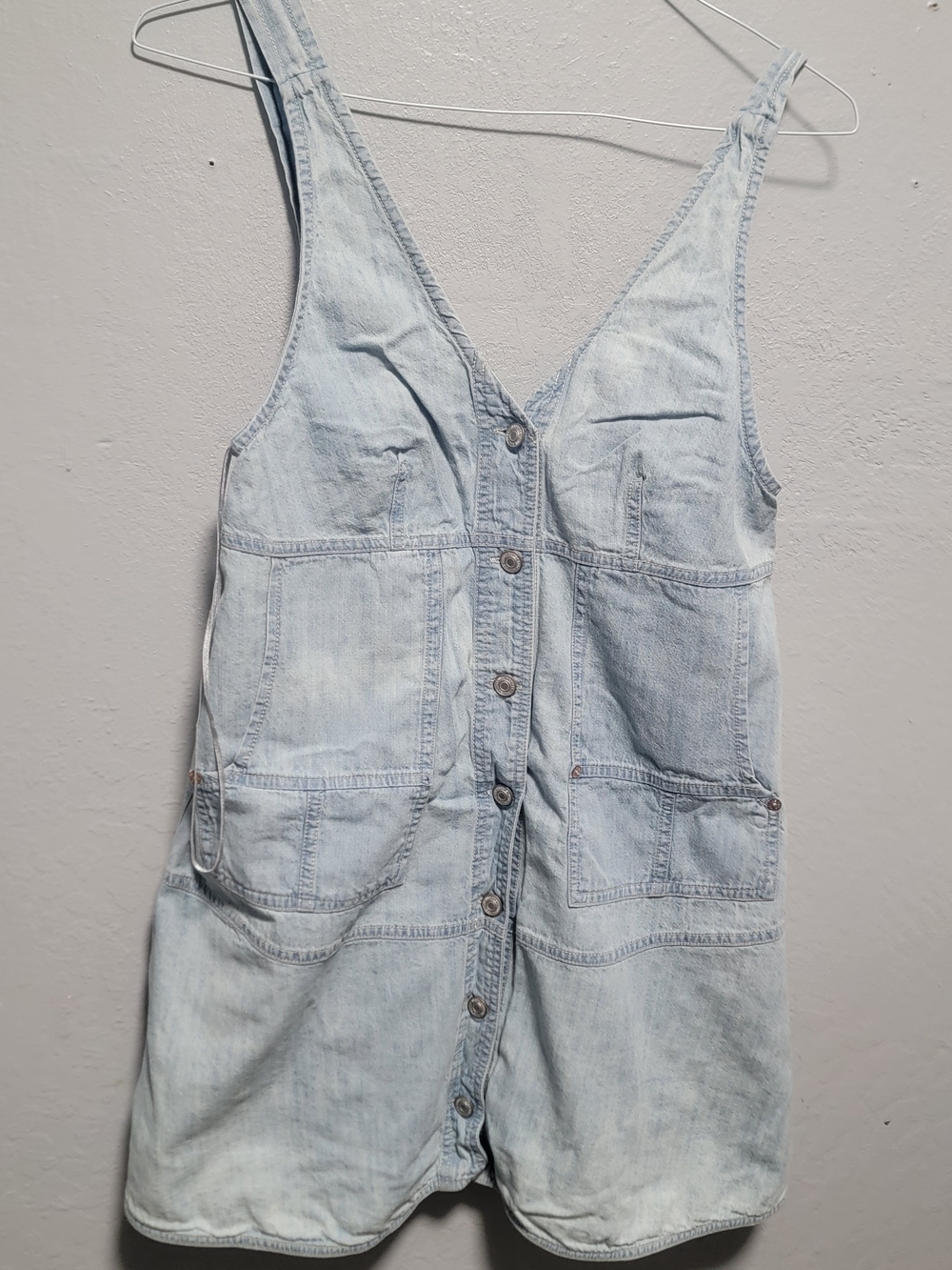 We The Free Light Blue Denim Button-Front Women's Overalls